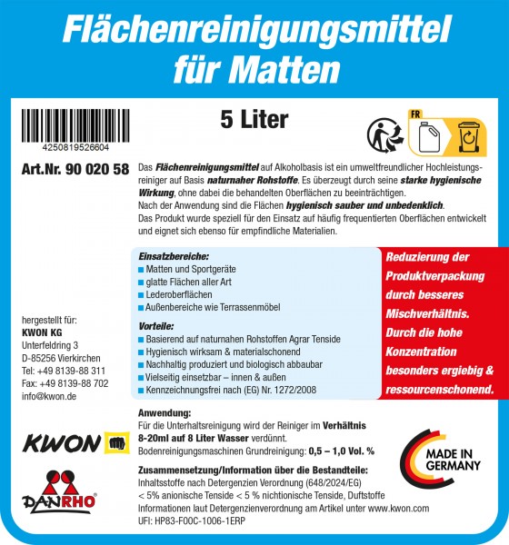 Flächenreiniger für Matten 5 Liter